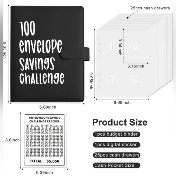 100 Envelope Money Savings Challenge Budget Binder - Picture 6 of 8